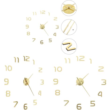 Horloge Murale Noir Doré Verre Fer 59 x 8,5 x 59 cm (3 Unités) | Leroy