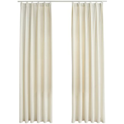 Rideaux occultants avec crochets 2 pcs Velours Crème 140x245 cm - Rideaux Velours - Rideaux Occultants - Rideaux Décoratifs - Rideaux Pour Salon - Rideaux Pour Chambre - Home & Living