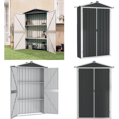 Abri De Jardin Métal Anthracite 161x89x161cm - Acier Galvanisé, Avec Porte - 10