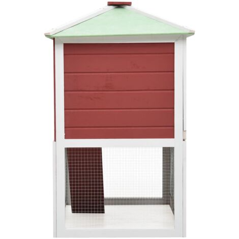 Cage double pour animaux Rouge Bois - Clapier - Lapin - Poulet - Animal Domestique - Cage - Home & Living
