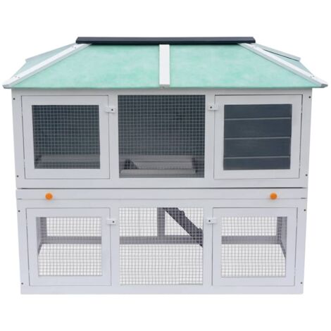 Cage double pour animaux Bois - Clapier Lapin - Cage Animal - Habitat Petit Animal - Accessoires Animaux - Maison Chien - Home & Living