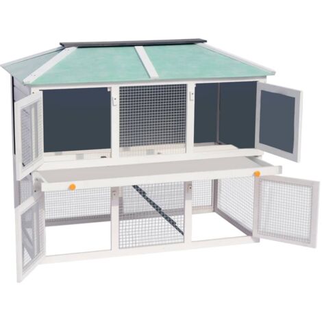 Cage double pour animaux Bois - Clapier Lapin - Cage Animal - Habitat Petit Animal - Accessoires Animaux - Maison Chien - Home & Living