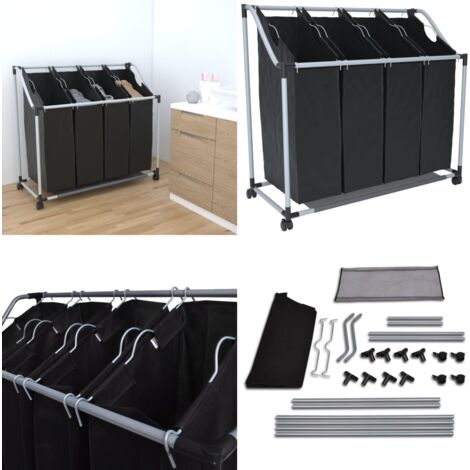 Trieuse à linge avec 4 sacs gris - trieur de linge -  trieurs de linge - Home & Living