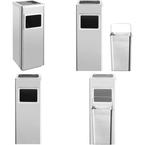 Poubelle Avec Cendrier Intégré En Acier Inoxydable 45 L - Design élégant Pour Hôtel, Restaurant Ou Extérieur