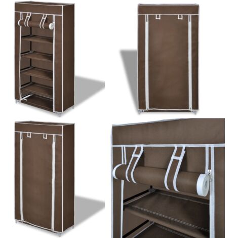 Hall Tree Vestiaire D'entrée - 75x35x195 Cm - Avec Porte-chaussures, étagère Et Crochets - En MDF, Finition Bois Et Blanc