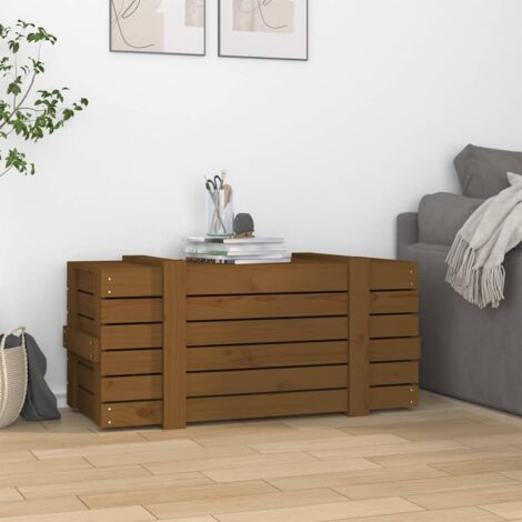Boîte de rangement Marron miel 91x40,5x42 cm Bois massif pin - boîte de ...