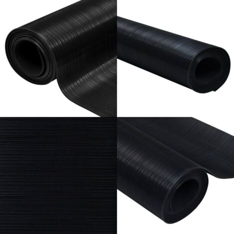 Tapis en caoutchouc antidérapant 5x1 m modèle à nervures fines - Tapis Caoutchouc - Tapis Antidérapant - Tapis Noir - Tapis Industriel - Tapis Extérieur - Home & Living