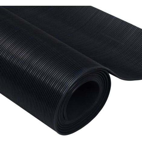 Tapis en caoutchouc antidérapant 5x1 m modèle à nervures fines - Tapis Caoutchouc - Tapis Antidérapant - Tapis Noir - Tapis Industriel - Tapis Extérieur - Home & Living