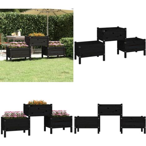 Jardinière Hexagonale Sur Pieds – Acier Noir, 69x60x45 Cm – Sans Fond, Pour Terrasse, Balcon, Jardin