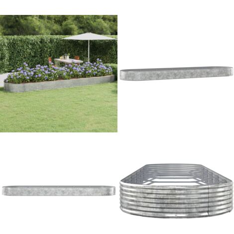 Lit Surélevé De Jardin En Acier Galvanisé 240x80x45 Cm - Anthracite, Fond Ouvert - Pour Balcon, Terrasse, Potager