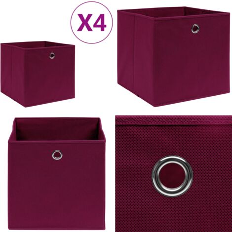 Prandom Lot De 2 Grands Bacs Rangement Cubiques Pliables 28x28x28cm - Paniers Tissu Lin Avec Poignées Violet