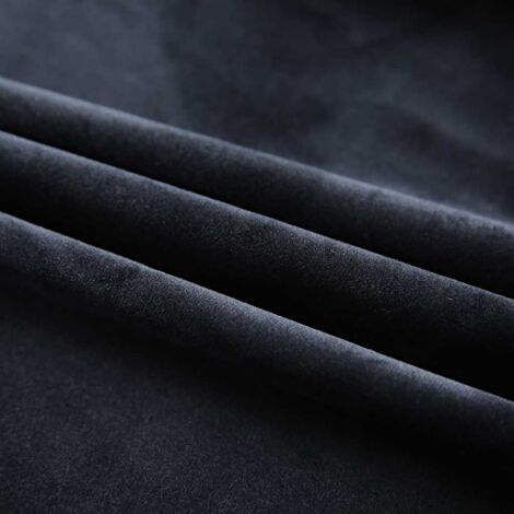 Rideaux occultants avec crochets 2 pcs Velours Noir 140x175 cm - Rideaux Noirs - Rideaux Velours - Rideaux Occultants - Décoration Intérieure - Salon - Home & Living