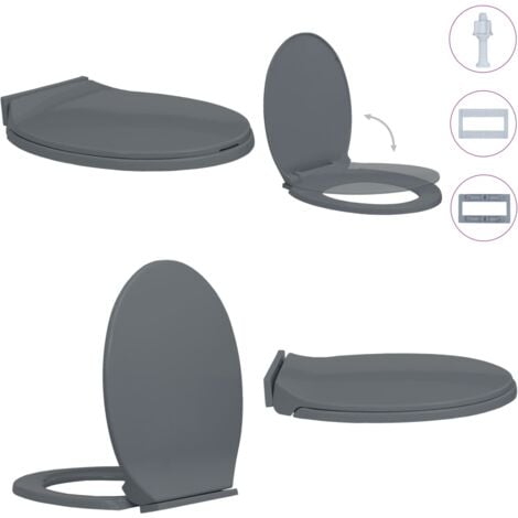 Siège de toilette à fermeture en douceur Gris Ovale - abattant wc -  abattants wc - Home & Living