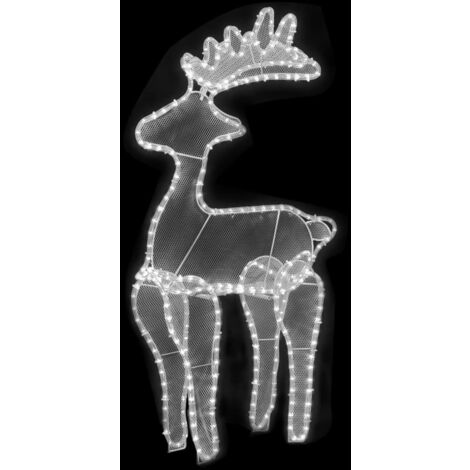 Décoration Renne LED Noël - Fer, 30 Ampoules, Blanc Chaud, 60x36x35 Cm, Minuterie, Marron