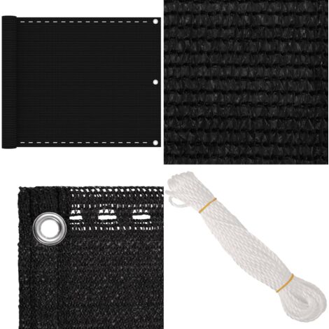 Écran De Balcon Noir 75x500 Cm PEHD - Écran De Balcon - Intimité Balcon - Protection Solaire