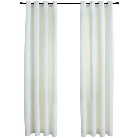 Rideaux occultants avec anneaux 2 pcs Velours Crème 140x225 cm - Rideaux Velours - Rideaux Occultants - Rideaux Décoratifs - Rideaux Pour Salon - Rideaux Pour Chambre - Home & Living