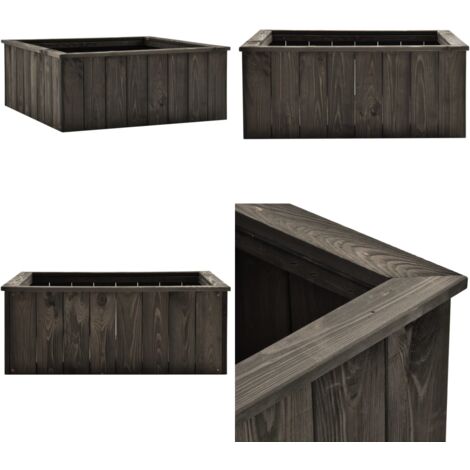 Lits Surélevés Extérieurs 2 Pcs 40x40x70 Cm Brun Bois De Pin Massif Jardinières Balcon Sur Pieds Boîtes à Fleurs Résistante - Jardin