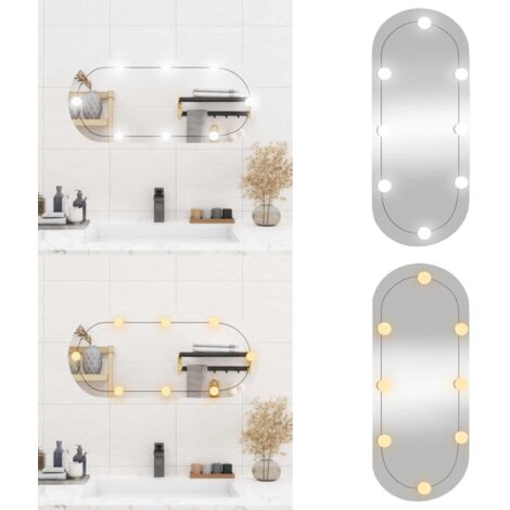 Miroir Ovale LED 50x80 Cm Dileci - Éclairage Intégré Blanc/Chaud, Désembuage & Bouton Tactile - Parfait Pour Salle De Bain Moderne