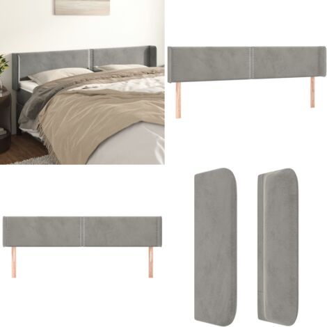 Tête De Lit Avec Oreillers Intégrés, Velours Gris Clair – 93x23x118/128 Cm
