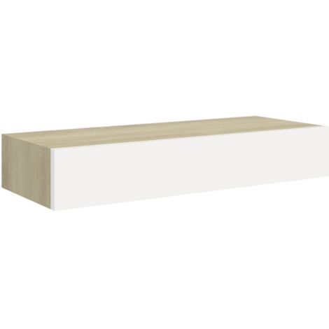Étagères à Tiroir Murales 2 Pcs Chêne Et Blanc 60x23,5x10cm MDF
