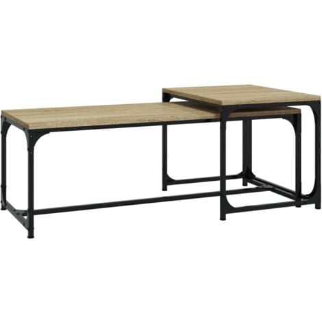 Tables basses 2 pcs Chêne sonoma Bois d'ingénierie - Table Basse Industrielle - Meuble Rangement - Table D'appoint - Ensemble Tables Basses - Design Moderne - Home & Living