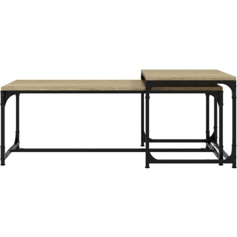 Tables basses 2 pcs Chêne sonoma Bois d'ingénierie - Table Basse Industrielle - Meuble Rangement - Table D'appoint - Ensemble Tables Basses - Design Moderne - Home & Living