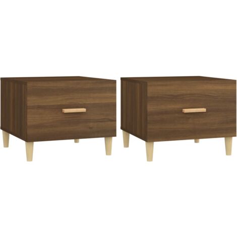 Tables basses 2 pcs chêne marron 50x50x40 cm bois d'ingénierie - Table Basse - Meuble Salon - Bout De Canapé - Table D'appoint - Table Ronde - Home & Living