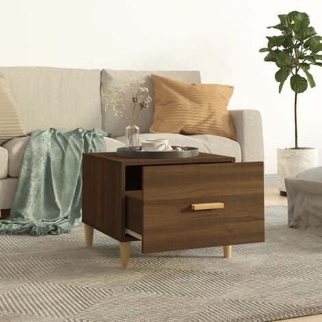 Tables basses 2 pcs chêne marron 50x50x40 cm bois d'ingénierie - Table Basse - Meuble Salon - Bout De Canapé - Table D'appoint - Table Ronde - Home & Living
