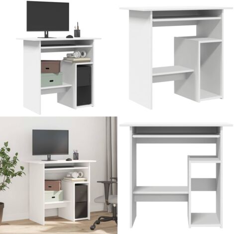 Bureau Blanc 80x45x74 cm Bois d’ingénierie - Bureau Blanc - Bureau Informatique - Meuble De Bureau - Bureau Design - Bureau Compact - Home & Living