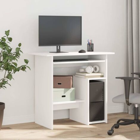 Bureau Blanc 80x45x74 cm Bois d’ingénierie - Bureau Blanc - Bureau Informatique - Meuble De Bureau - Bureau Design - Bureau Compact - Home & Living