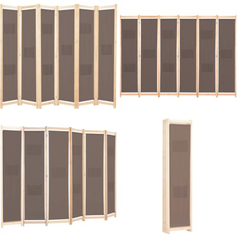 Vidaxl – Cloison de séparation 6 panneaux marron 240 x 170 cm tissu – Cadre en bois de sapin massif – Pliable et décorative – Séparation pièce