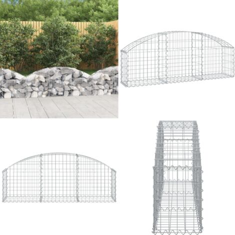 Panier Gabion Arqué En Fer Galvanisé - Barrière Décorative Et Insonorisante Pour Jardin