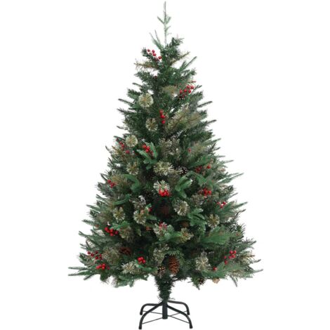 Sapin De Noël Artificiel 120 Cm – 200 Branches PVC Résistant Au Feu – Montage Facile, Base Stable – Vert Classique