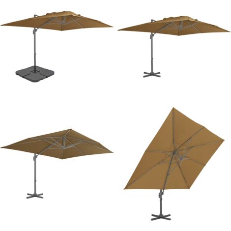 Parasol Jardin 2,4 M En Bois - Résistant UV Et Eau, Pour Terrasse, Table, Pelouse, Design Durable Noir - 2