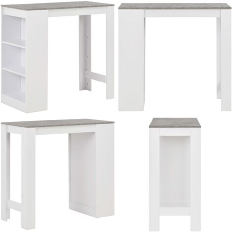 Vicco Table de bar avec étagère et compartiments table de café Blanc