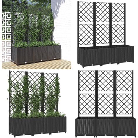 Jardinière - Bac à Fleurs - Pot De Fleurs Avec Treillis Noir 120x40x136 Cm Pp 67444afb67baddf1f572c497