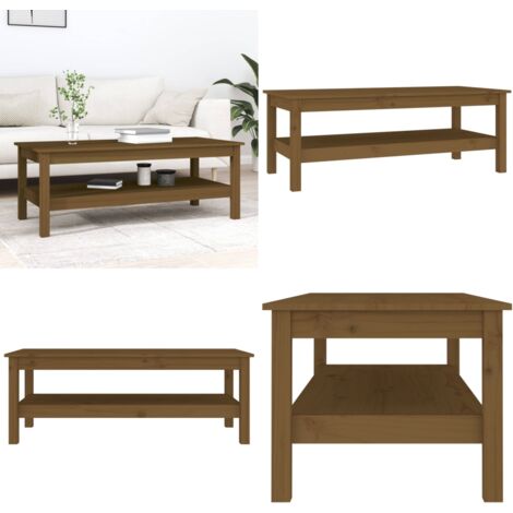 Table basse Marron miel 110x50x40 cm Bois massif de pin | Leroy Merlin