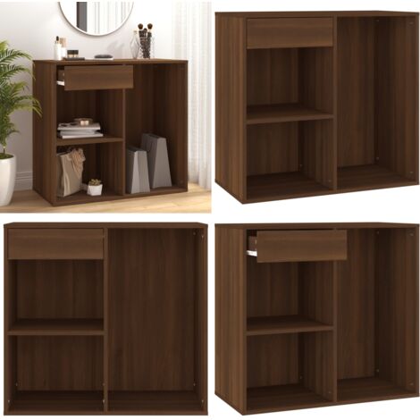 Armoire cosmétique Chêne marron 80x40x75 cm Bois d'ingénierie - Armoire Cosmetique - Meuble Rangement - Commode Makeup - Organisation Salle De Bain - Rangement Maquillage - Home & Living