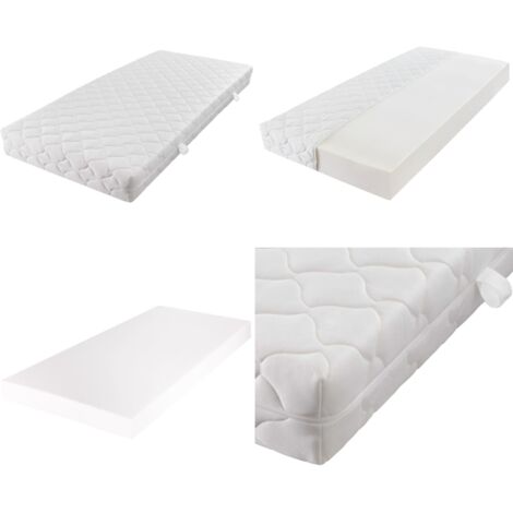 Matelas avec housse lavable 200x80x17 cm - Matelas Confort - Matelas Mousse - Matelas Double - Matelas Blanc - Literie - Home & Living