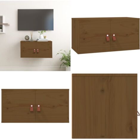Armoires Murales Bois de Pin 45x30x35cm Marron Miel Meuble Rangement