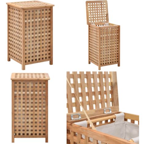 Panier a linge avec assise en noyer