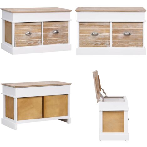 Banc d'entrée 70 x 35 x 45 cm Bois de Paulownia - Banc D'entrée - Banc Coffre - Meuble D'entrée - Rangement Intérieur - Mobilier Salle D'entrée - Home & Living