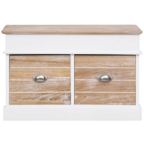 Banc d'entrée 70 x 35 x 45 cm Bois de Paulownia - Banc D'entrée - Banc Coffre - Meuble D'entrée - Rangement Intérieur - Mobilier Salle D'entrée - Home & Living