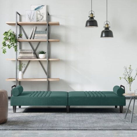 Canapé 2 places avec accoudoirs Vert foncé Chrome et velours | Leroy Merlin