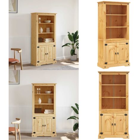 Placard En Pin Style Mexicain Corona - 80x40x170 Cm - Armoire Rustique Avec étagères Ouvertes Et Rangement Fermé