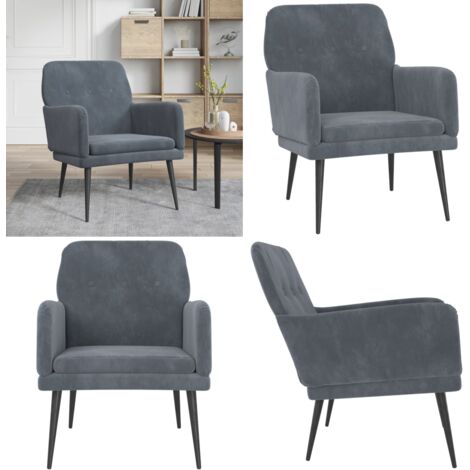 Fauteuil Gris foncé 62x79x79 cm Velours