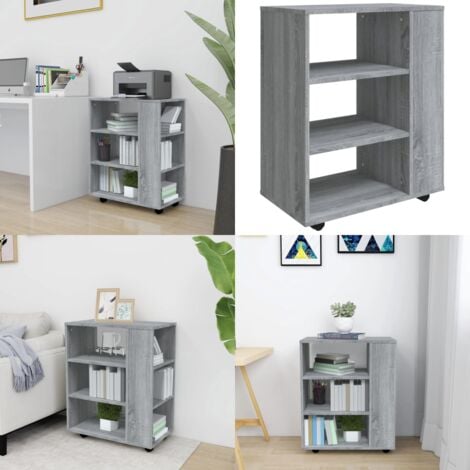 Armoire roulante Sonoma gris 60x35x75 cm Bois d'ingénierie - Meuble De Rangement - Armoire Sur Roulette - Armoire Grise - Armoire Design - Meuble Bureau - Home & Living