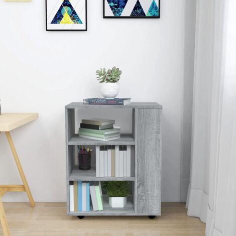 Armoire roulante Sonoma gris 60x35x75 cm Bois d'ingénierie - Meuble De Rangement - Armoire Sur Roulette - Armoire Grise - Armoire Design - Meuble Bureau - Home & Living