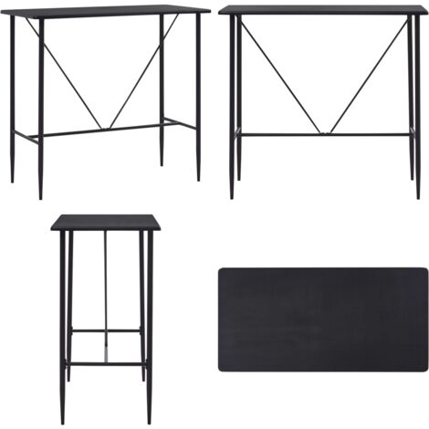 Table de bar Noir 120x60x110 cm MDF - Table De Bar - Table Bistro - Table Haute - Meuble Moderne - Table Noire - Home & Living