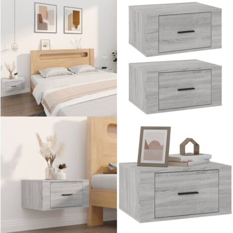 Table De Chevet Murale Suspendue Avec Bandes LED RVB - 2 Niveaux, MDF Et Métal - Pour Chambre, Salon, Cuisine
